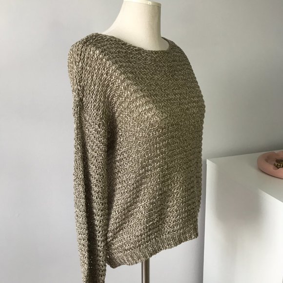 Knitted Khaki Coloured See-through Sweater - Picture 5 of 8